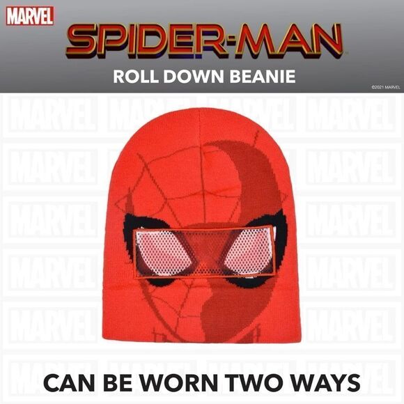 Concept One Marvel Spider Man Roll Down Cuff Beanie Knitted Hat Skull Cap NWT - Picture 3 of 7